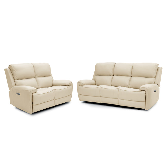 Intel - 3+2 Cream Electric Recliner with Heated Seats & Massage