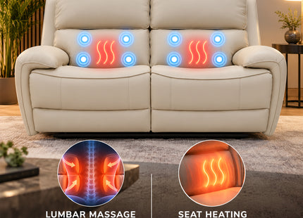 Intel - 3+2 Cream Electric Recliner with Heated Seats & Massage