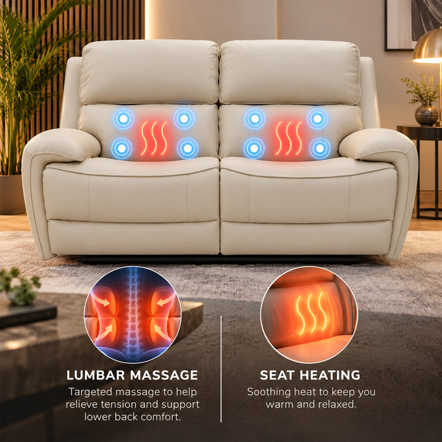 Intel - 3+2 Cream Electric Recliner with Heated Seats & Massage