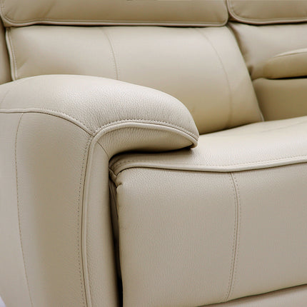 Intel - 3+2 Beige Electric Recliner with Drinks Tray and Built-In Bluetooth Speakers