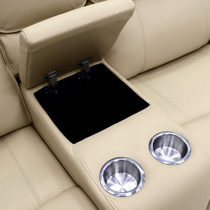 Intel - 3+2 Beige Electric Recliner with Drinks Tray and Built-In Bluetooth Speakers