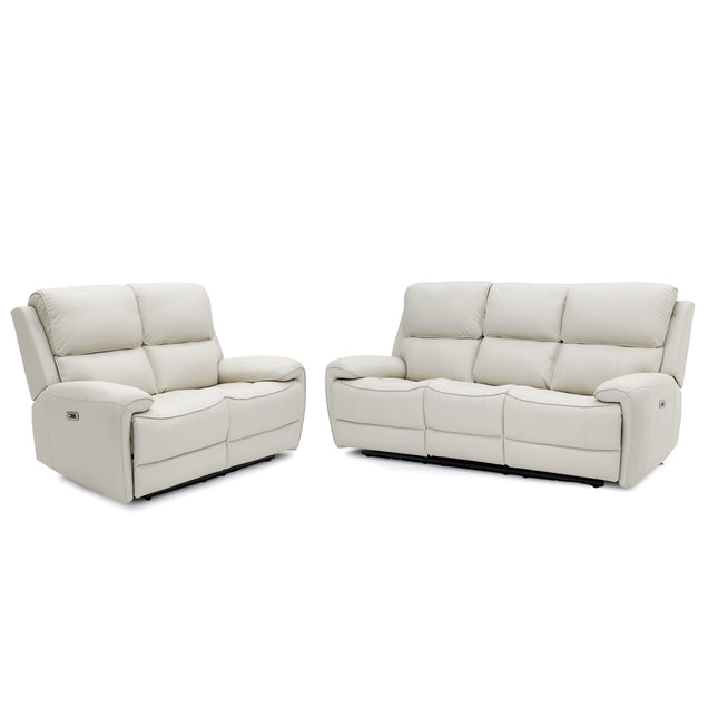 Intel - 3+2 Cream Electric Recliner with Drinks Tray