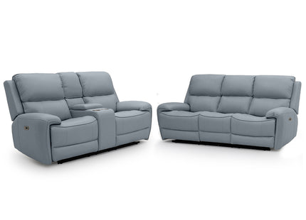 Intel - 3+2 Grey Electric Recliner with Drinks Tray and Built-In Bluetooth Speakers