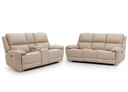 Intel - 3+2 Sand Electric Recliner with Drinks Tray