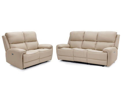 Intel - 3+2 Sand Electric Recliner with Drinks Tray