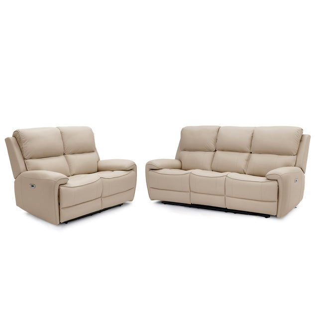 Intel - 3+2 Sand Electric Recliner with Drinks Tray