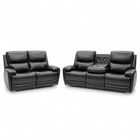 Intel - 3+2 Black Air Leather Electric Recliner with Drinks Tray