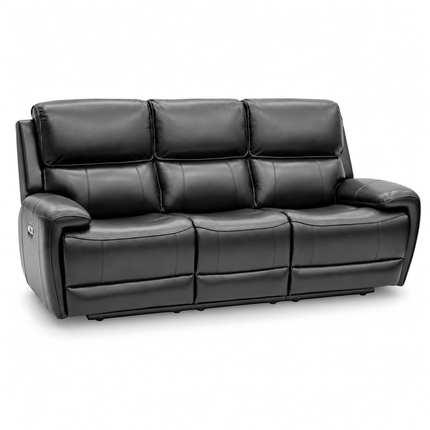 Intel - 3+2 Black Air Leather Electric Recliner with Drinks Tray