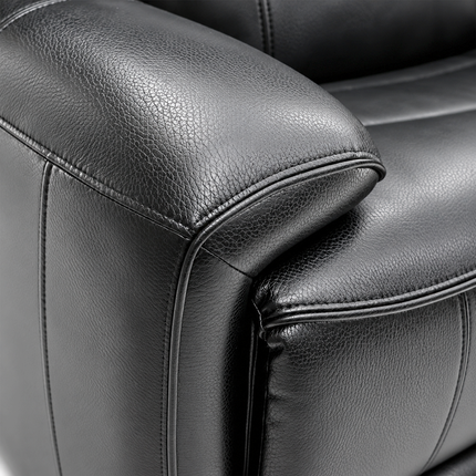 Intel - 3+2 Black Air Leather Electric Recliner with Drinks Tray
