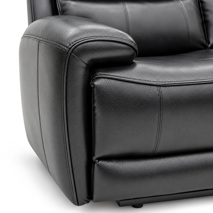 Intel - 3+2 Black Air Leather Electric Recliner with Drinks Tray