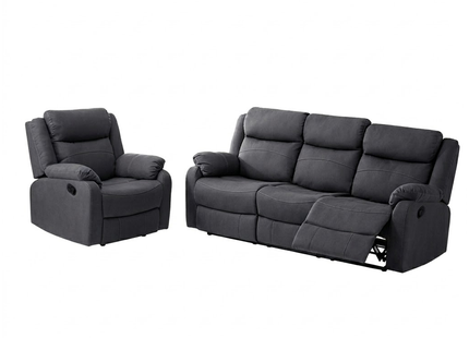 Jonas 3+1 Recliner Suite Dark Grey