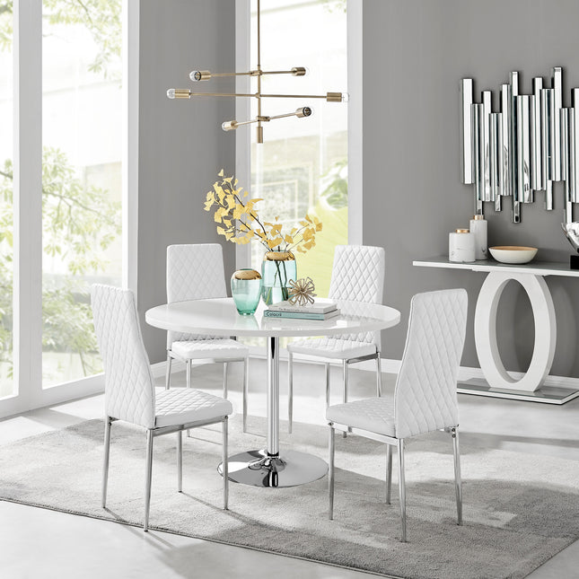 Jumbo Pod - White High Gloss Dining Table & 4 White Studio Dining Chairs