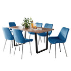 Kerry - Large Dark Oak Wood Effect Dining Table & Maya Blue Velvet Dining Chairs
