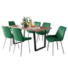 Kerry - Large Dark Oak Wood Effect Dining Table & Maya Green Velvet Dining Chairs