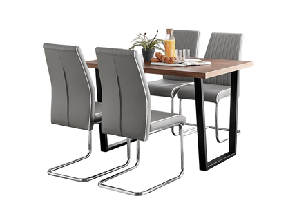 Kerry - Dark Oak Wood Effect Dining Table & 4 Elba Grey Dining Chairs