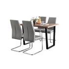 Kerry - Dark Oak Wood Effect Dining Table & 4 Elba Grey Dining Chairs
