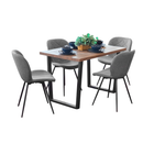 Kerry - Dark Oak Wood Effect Dining Table & 4 Astrid Grey Fabric Dining Chairs