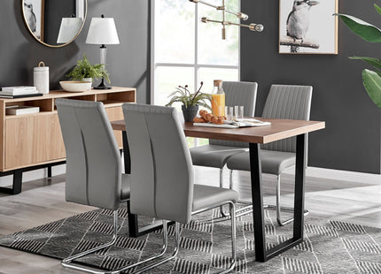 Kerry - Dark Oak Wood Effect Dining Table & 4 Elba Grey Dining Chairs
