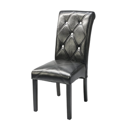 Lily - Black PU Buttoned Dining Chair