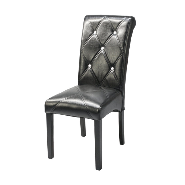 Lily - Black PU Buttoned Dining Chair