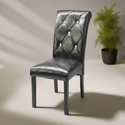 Lily - Black PU Buttoned Dining Chair