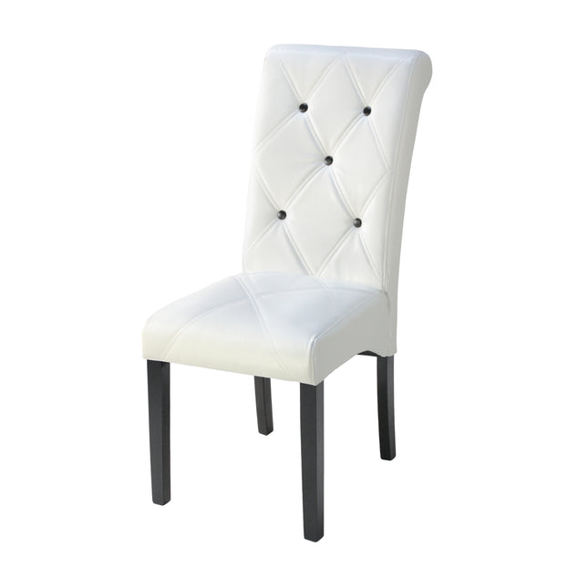 Lily - White PU Buttoned Dining Chair