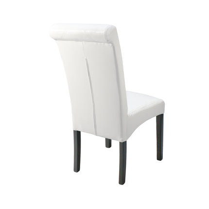 Lily - White PU Buttoned Dining Chair