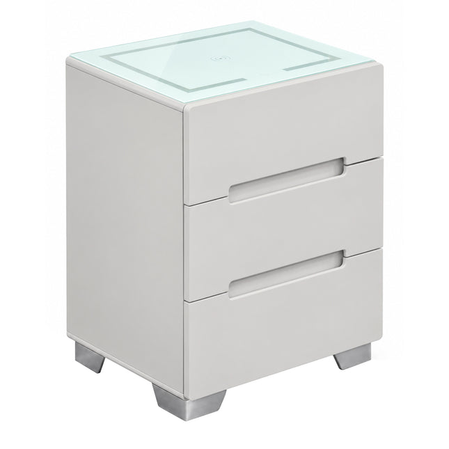Luma - LED & Wireless Charger Cashmere Bedside Locker