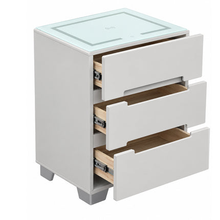 Luma - LED & Wireless Charger Cashmere Bedside Locker