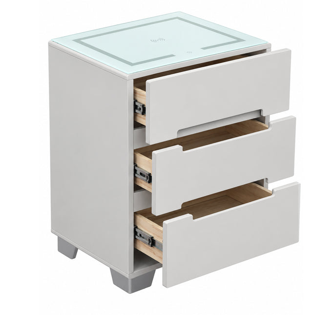 Luma - LED & Wireless Charger Cashmere Bedside Locker