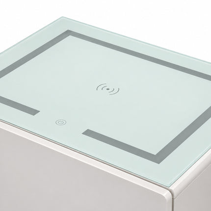 Luma - LED & Wireless Charger Cashmere Bedside Locker