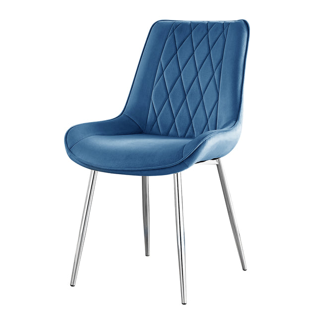 Maya - Navy Blue Velvet Chrome Leg Luxury Dining Chair