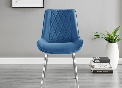 Maya - Navy Blue Velvet Chrome Leg Luxury Dining Chair