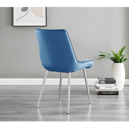 Maya - Navy Blue Velvet Chrome Leg Luxury Dining Chair