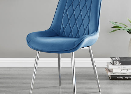 Kerry - Dark Oak Wood Effect Dining Table & 4 Maya Blue Velvet Dining Chairs