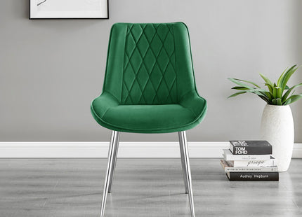 Kerry - Large Dark Oak Wood Effect Dining Table & Maya Green Velvet Dining Chairs