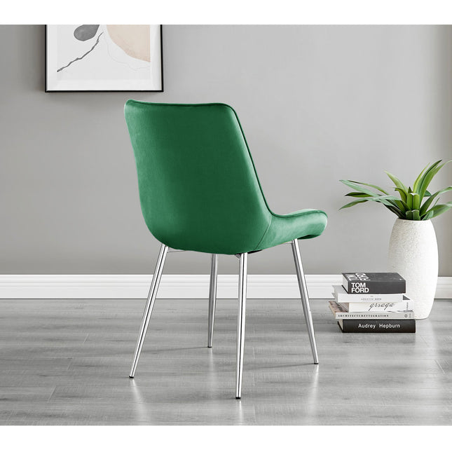 Maya - Green Velvet Chrome Leg Luxury Dining Chair