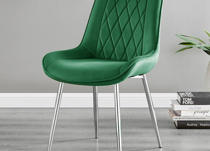 Kerry - Large Dark Oak Wood Effect Dining Table & Maya Green Velvet Dining Chairs