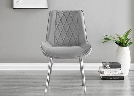 Maya - Grey Velvet Chrome Leg Luxury Dining Chair