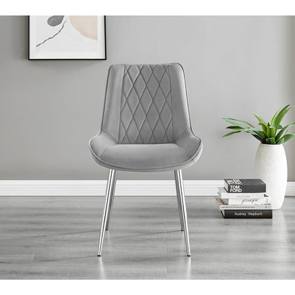 Maya - Grey Velvet Chrome Leg Luxury Dining Chair