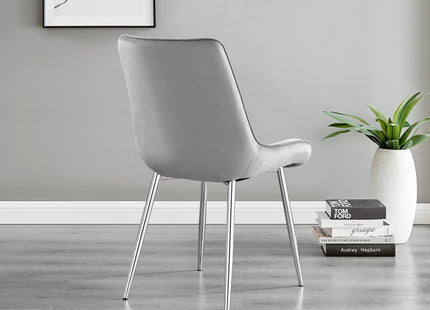 Maya - Grey Velvet Chrome Leg Luxury Dining Chair