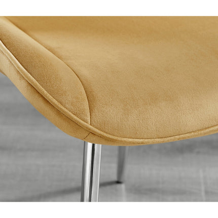 Maya - Mustard Velvet Chrome Leg Luxury Dining Chair