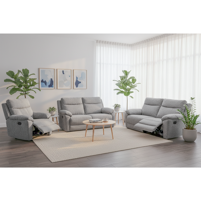 Melvin - 2.5+2+1 Grey Fabric Reclining Suite