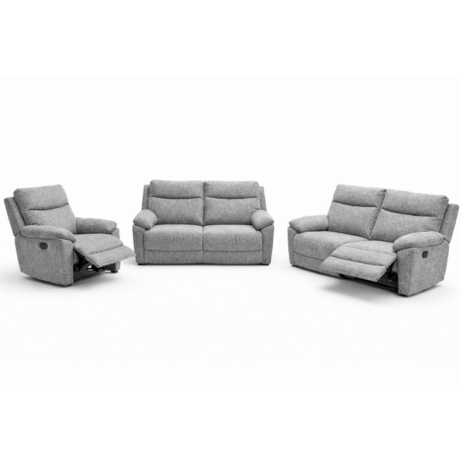 Melvin - 2.5+2+1 Grey Fabric Reclining Suite