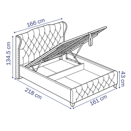 Moonlight - Upholstered Stone Beige Ottoman Lift-Up Storage Divan Bed | 4ft6 Double