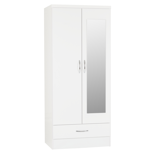 Nevada 2DR Wardrobe White with Mirror