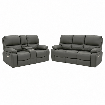 Nexus - 3+2 Charcoal Electric Recliner with Drinks Tray