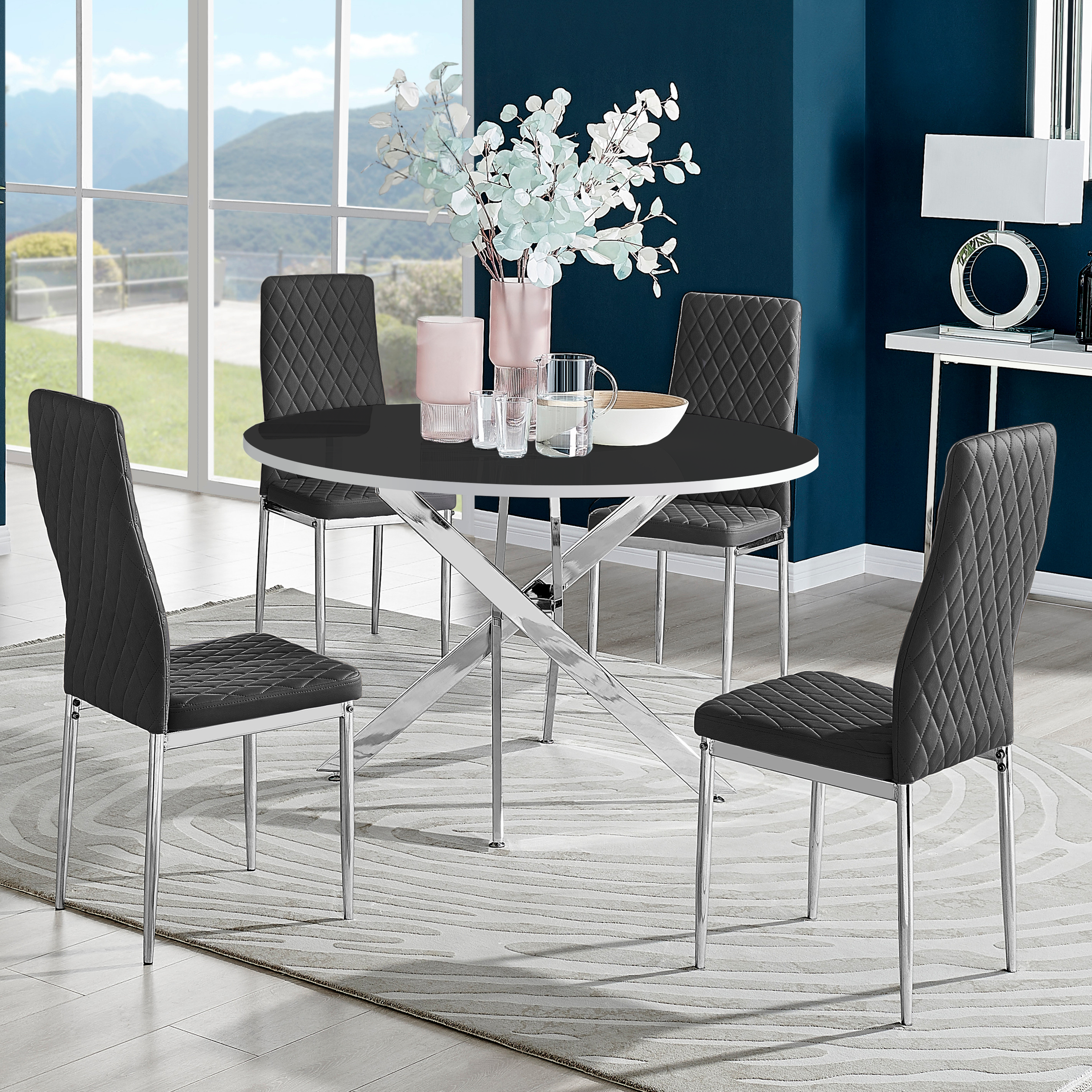 Tall black online dining room table