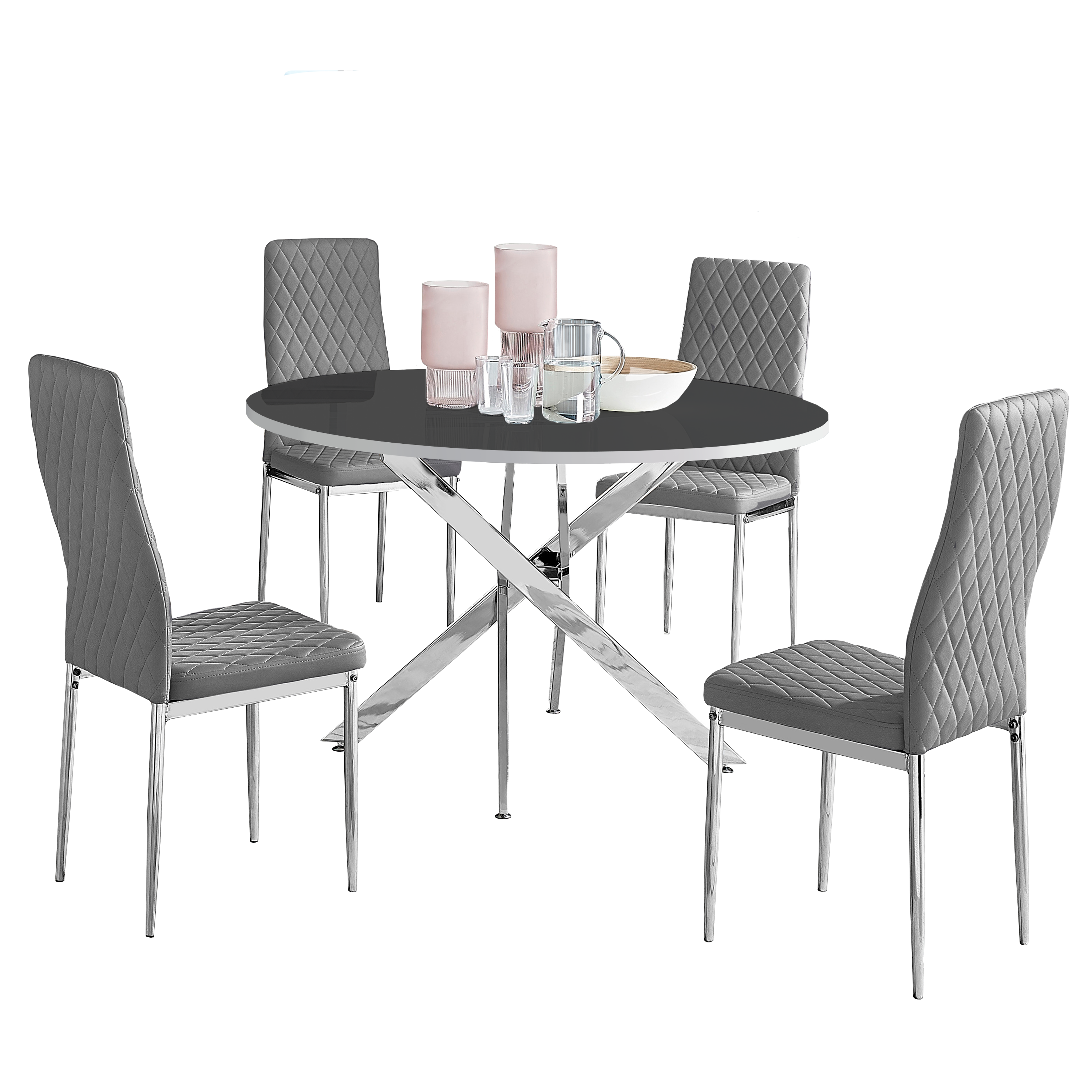 Grey chrome leg dining chairs deals
