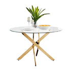 Palma - Tempered Glass Gold Leg Table Round Dining Table